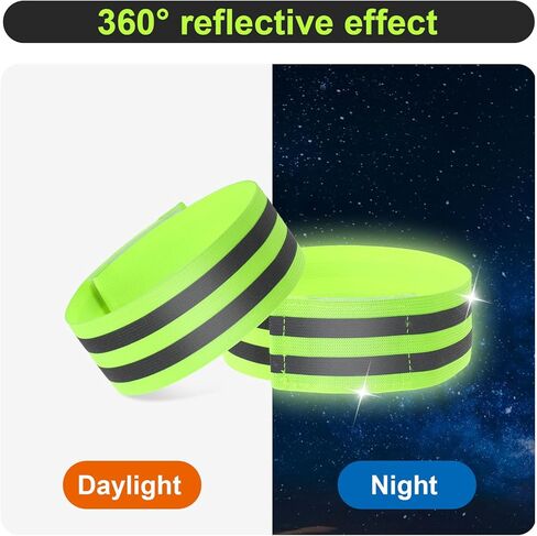 4 Pcs High Visibility Reflective Bands, Elastic Reflective Arm Band Adjustable Armbands Arm Wrist Ankle Bands Safety Straps for Night Running, Walking, Cycling in Saudi Arabia