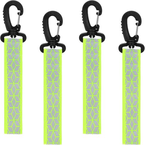 4 PCS Green Reflective Backpack Tags Reflective Straps Safety Reflector Bicycle Pendant Glow in The Dark Keychain for First Aid Bag Clothes Cycling Walking Running Climbing Camping Hiking in Saudi Arabia