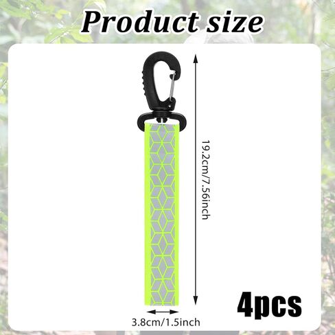 4 PCS Green Reflective Backpack Tags Reflective Straps Safety Reflector Bicycle Pendant Glow in The Dark Keychain for First Aid Bag Clothes Cycling Walking Running Climbing Camping Hiking in Saudi Arabia