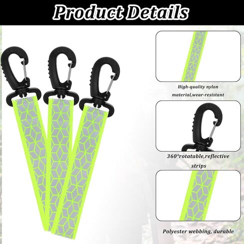 4 PCS Green Reflective Backpack Tags Reflective Straps Safety Reflector Bicycle Pendant Glow in The Dark Keychain for First Aid Bag Clothes Cycling Walking Running Climbing Camping Hiking in Saudi Arabia