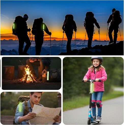 4 PCS Green Reflective Backpack Tags Reflective Straps Safety Reflector Bicycle Pendant Glow in The Dark Keychain for First Aid Bag Clothes Cycling Walking Running Climbing Camping Hiking in Saudi Arabia