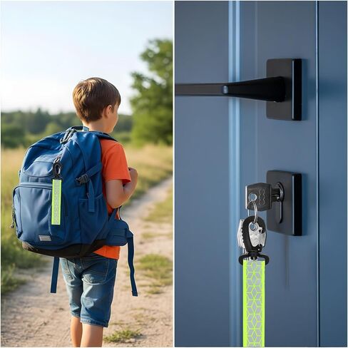 4 PCS Green Reflective Backpack Tags Reflective Straps Safety Reflector Bicycle Pendant Glow in The Dark Keychain for First Aid Bag Clothes Cycling Walking Running Climbing Camping Hiking in Saudi Arabia