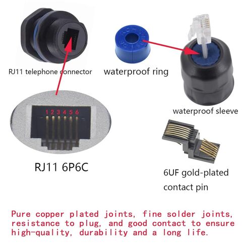 5 قطعة لوحة تركيب RJ11 محول مقبس الهاتف CAT3 RJ11/RJ12 6P6C أنثى إلى أنثى موصل فلوش جبل مع غطاء مقاوم للماء/الغبار للخارجية in Saudi Arabia