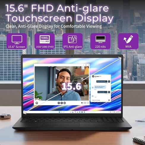 كمبيوتر محمول Dell 15 بشاشة تعمل باللمس - Windows 11 Pro، ذاكرة وصول عشوائي 32 جيجابايت، 1 تيرابايت SSD، Intel 10-Core i7-1355U (حتى 5.0 جيجاهرتز)، كمبيوتر محمول FHD مقاس 15.6 بوصة للأعمال والطلاب، لوحة مفاتيح بإضاءة خلفية، قارئ بصمات الأصابع in Kuwait