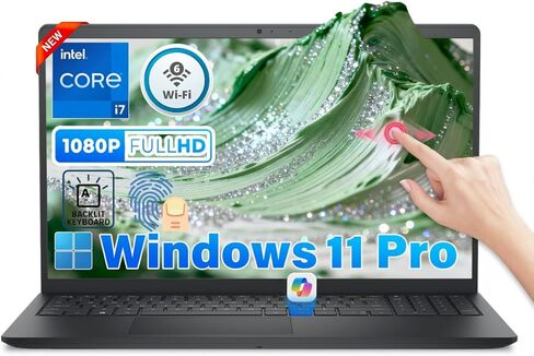 كمبيوتر محمول Dell 15 بشاشة تعمل باللمس - Windows 11 Pro، ذاكرة وصول عشوائي 32 جيجابايت، 1 تيرابايت SSD، Intel 10-Core i7-1355U (حتى 5.0 جيجاهرتز)، كمبيوتر محمول FHD مقاس 15.6 بوصة للأعمال والطلاب، لوحة مفاتيح بإضاءة خلفية، قارئ بصمات الأصابع in Kuwait