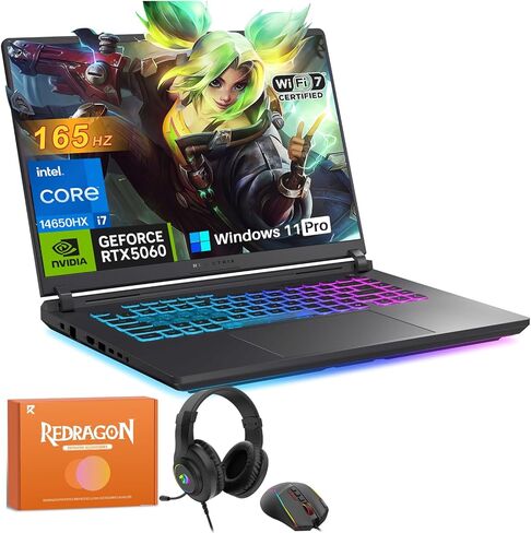 ASUS ROG Strix G16 Gaming Laptop, Intel 16-Core i7 14650HX(24-thread, Up to 5.2 GHz), GeForce RTX 5060, 32GB DDR5 5600MT/s, 2TB SSD, 16" FHD+ 165Hz Nebula Display, Wi-Fi 7, Windows 11 Pro, Accessories in Kuwait