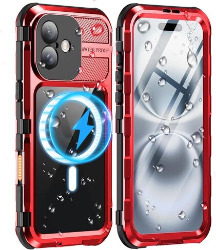 حافظة WIFORT لهاتف iPhone 15 Pro Max مقاومة للماء - حافظة هاتف معدنية مقاومة للصدمات وواقي شاشة مدمج [IP68 مقاوم للماء] [درجة عسكرية 14FT]، غطاء حماية من السقوط لكامل الجسم شديد التحمل، 6.7 بوصة أسود in Kuwait