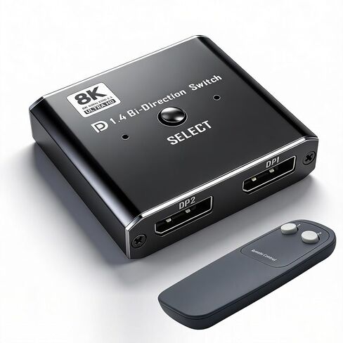DP1.4 محول ثنائي الاتجاه DisplayPort Switch 8K@60 هرتز DP مع جهاز تحكم عن بعد يدعم 4K@120 هرتز 1080P@240 هرتز متوافق مع DP1.3/1.2/1.1/1.0 لوحدة تحكم ألعاب شاشة الكمبيوتر in Kuwait