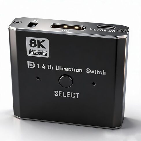 DP1.4 محول ثنائي الاتجاه DisplayPort Switch 8K@60 هرتز DP مع جهاز تحكم عن بعد يدعم 4K@120 هرتز 1080P@240 هرتز متوافق مع DP1.3/1.2/1.1/1.0 لوحدة تحكم ألعاب شاشة الكمبيوتر in Kuwait