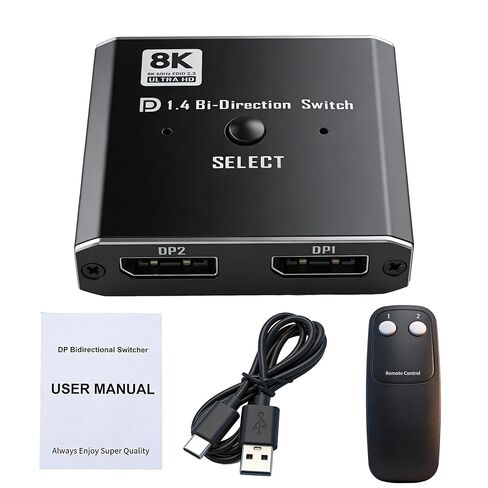 DP1.4 محول ثنائي الاتجاه DisplayPort Switch 8K@60 هرتز DP مع جهاز تحكم عن بعد يدعم 4K@120 هرتز 1080P@240 هرتز متوافق مع DP1.3/1.2/1.1/1.0 لوحدة تحكم ألعاب شاشة الكمبيوتر in Kuwait