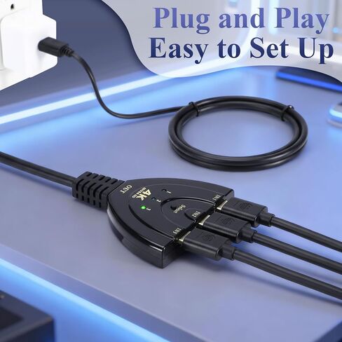 4 Pcs HDMI Switch 3 in 1 Out 3 Port HDMI Switcher with Pigtail Cable Splitter Hub Selector Box Supports Full HD 4k 30hz 3D 1080p Hdcp1.4 for DVD Player PC TV in Saudi Arabia
