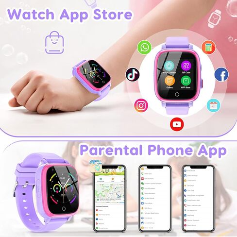 cjc 4G Smart Watch for Kids with GPS Tracker, Globally Applicable, Texting and Calling, Kids Watch for Ages 4-12 - Includes Video Call, Chat, SOS Alerts, App - Fun & Educational Birthday Gift Idea in Saudi Arabia