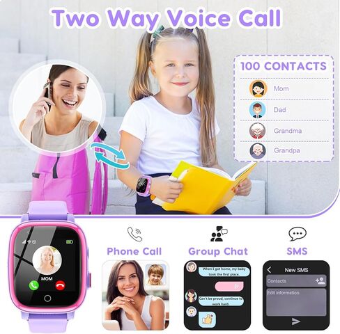 cjc 4G Smart Watch for Kids with GPS Tracker, Globally Applicable, Texting and Calling, Kids Watch for Ages 4-12 - Includes Video Call, Chat, SOS Alerts, App - Fun & Educational Birthday Gift Idea in Saudi Arabia