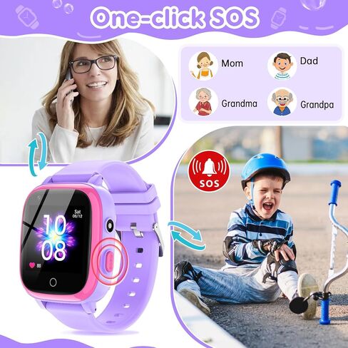 cjc 4G Smart Watch for Kids with GPS Tracker, Globally Applicable, Texting and Calling, Kids Watch for Ages 4-12 - Includes Video Call, Chat, SOS Alerts, App - Fun & Educational Birthday Gift Idea in Saudi Arabia