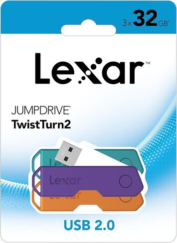 محركات أقراص فلاش Lexar® JumpDrive® TwistTurn2 USB 2.0، سعة 32 جيجابايت، حزمة من 3 محركات أقراص فلاش، LJDTT2-32GABNA3 in Kuwait