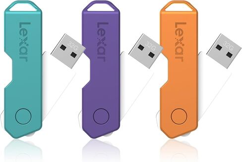 محركات أقراص فلاش Lexar® JumpDrive® TwistTurn2 USB 2.0، سعة 32 جيجابايت، حزمة من 3 محركات أقراص فلاش، LJDTT2-32GABNA3 in Kuwait