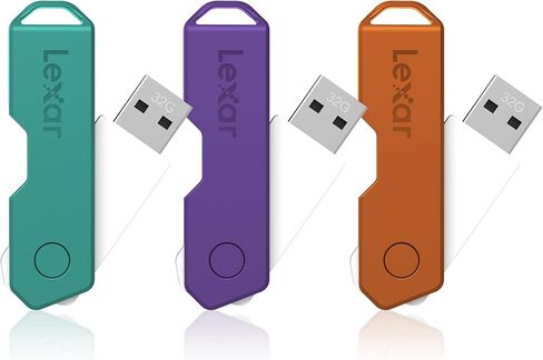 محركات أقراص فلاش Lexar® JumpDrive® TwistTurn2 USB 2.0، سعة 32 جيجابايت، حزمة من 3 محركات أقراص فلاش، LJDTT2-32GABNA3 in Kuwait