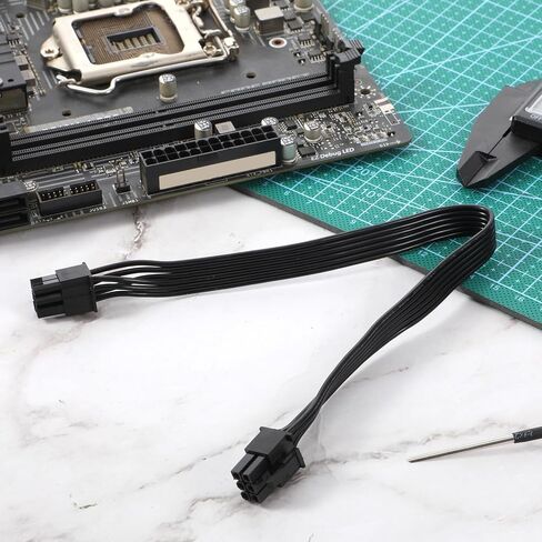 PCIE 6 Pin to 6 Pin GPU Power Supply Cable, 30 cm Universal Male to Male Flat Cord, PVC 6-pins to6-pins Flat Cable for Gaming PSUs, Modular Power Supply (Black) in Kuwait