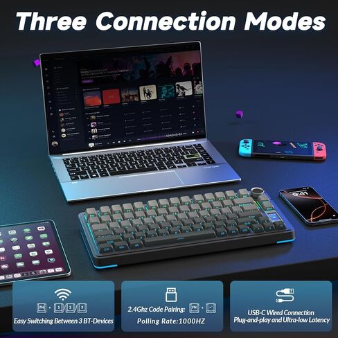 مجموعة لوحة مفاتيح وماوس لاسلكية من AULA، لوحة مفاتيح ميكانيكية S75 Pro + ماوس لاسلكي SC580 in Kuwait