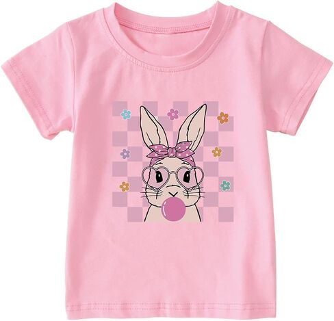 Easter Day Shirts for Toddler Boys Girls Short Sleeve Tees Kids Easter Rabbit Bunny Tops Clothes 2-7T in Kuwait