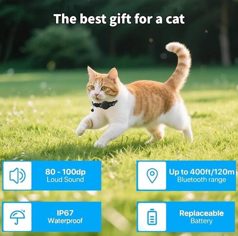 جهاز تعقب الحيوانات الأليفة، طوق GPS للقطط (iOS فقط) علامة ذكية، مقاوم للماء متوافق مع Apple Find My، بدون رسوم شهرية، طوق ذكي لحل التتبع المتقدم لسلامة الحيوانات الأليفة مثالي للقطط الصغيرة الكبيرة in Kuwait