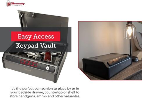 Hornady Rapid Safe Keypad Vault مع RFID Touch Free Entry، 97436 - مسدس مقاوم للعبث آمن مثالي لتخزين المسدسات وإكسسوارات الأسلحة والأشياء الثمينة - ثلاث طرق دخول مع علامتي RFID متضمنتين in Saudi Arabia