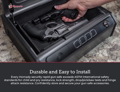 Hornady Rapid Safe Keypad Vault مع RFID Touch Free Entry، 97436 - مسدس مقاوم للعبث آمن مثالي لتخزين المسدسات وإكسسوارات الأسلحة والأشياء الثمينة - ثلاث طرق دخول مع علامتي RFID متضمنتين in Saudi Arabia