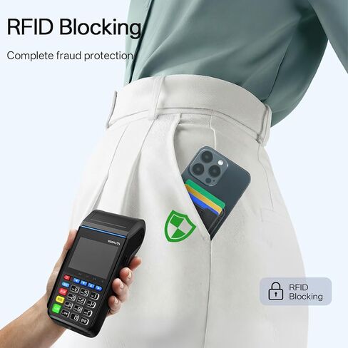 لمحفظة MagSafe، حامل 5 بطاقات، حجب RFID، محفظة مغناطيسية لهاتف iPhone 17 مع حامل قابل للتعديل، محفظة هاتف من الجلد النباتي، لسلسلة iPhone 16/15/14/13/12، وليس لسلسلة 13/12 Mini، أسود in Kuwait