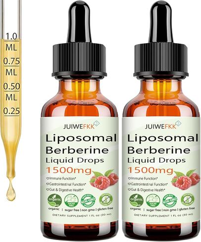 Liposomal Berberine Supplement 1500mg, 2-in-1 Extra Strength GLP-1 Moringa Berberine Drops Support Metabolic Digestive Gut Heart Health & Vitamin Nutrients for Women Men Vegan Non-GMO, 30 Servings in Saudi Arabia