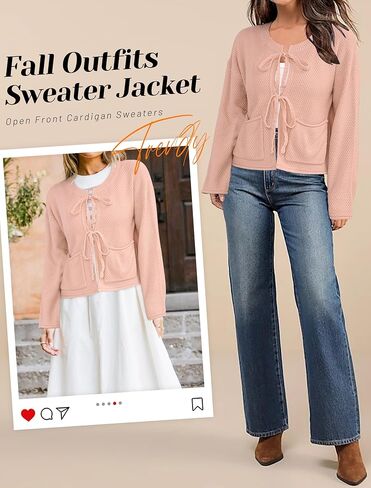 Bsubseach Striped Cropped Cardigan Sweater for Women Zip Up Lightweight Jacket Trendy Fall Outfits Spring Clothes Sweatshirts in Saudi Arabia
