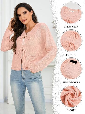 Bsubseach Striped Cropped Cardigan Sweater for Women Zip Up Lightweight Jacket Trendy Fall Outfits Spring Clothes Sweatshirts in Saudi Arabia