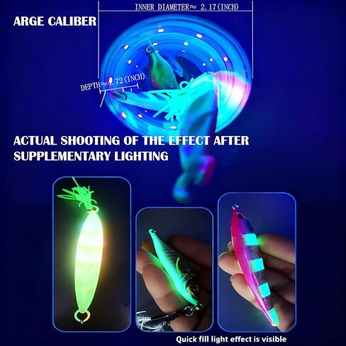 Instant UV Charger for Lures Glow Freshwater Saltwater Baits Catfish Bait Jigs Plugs Spoons for Salmon Walleye Musky Squid Powerful UV LED Light ice Fishing lightsglow disc Charger in Saudi Arabia