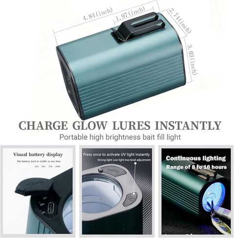 Instant UV Charger for Lures Glow Freshwater Saltwater Baits Catfish Bait Jigs Plugs Spoons for Salmon Walleye Musky Squid Powerful UV LED Light ice Fishing lightsglow disc Charger in Saudi Arabia