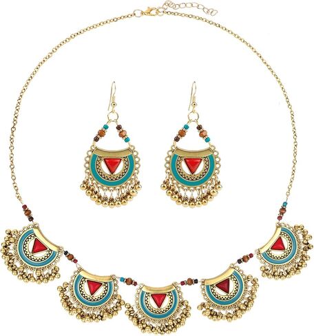 بوهو زهرة الكرة Jhumka المصوغات مجموعة مجموعات المجوهرات الهندية للنساء الذهب لهجة الهندي الأخضر حجر الراين كرات شرابة تتدلى الأقراط كوندان المختنق قلادة قلادة العرقية التقليدية حفل زفاف حفلة موسيقية عطلة in Kuwait