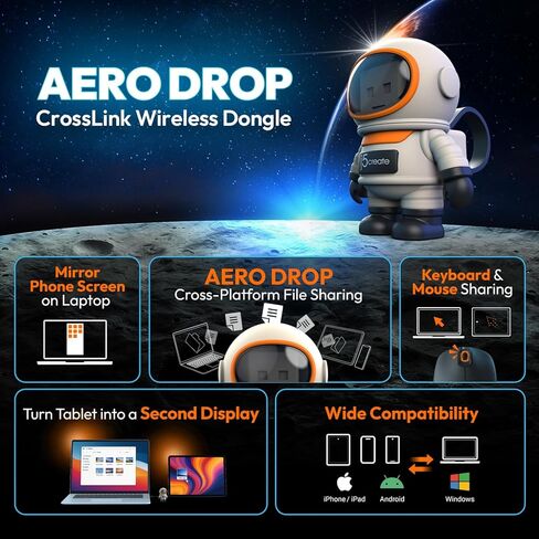 j5create AeroDrop CrossLink Wireless Dongle - Instant Share Files, Photos, Keyboard, Mouse, and Screen Between iPhone/iPad/Android and Windows Computer (JUAW22) in Saudi Arabia