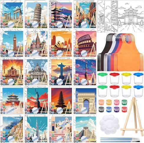Sherr 140 Pcs 20 Set Pre Drawn Canvas Kit for Painting Craft Sip and Paint Kit for Adults Pre Printed Canvas Painting Favor for Virtual DIY Birthday Gifts Adult's Date Party(Elegant Lady) in Saudi Arabia