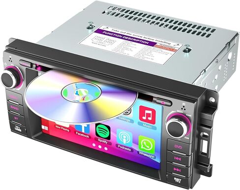 راديو السيارة ستيريو مع مشغل CD/DVD لسيارة Dodge RAM 1500 2500 3500 (2009-2012)، لسيارة Jeep Wrangle/Unlimited (2007-2015)، وحدة رأس 7 بوصة مع CarPlay وAndroid Auto، بلوتوث ونظام تحديد المواقع العالمي للملاحة in Kuwait