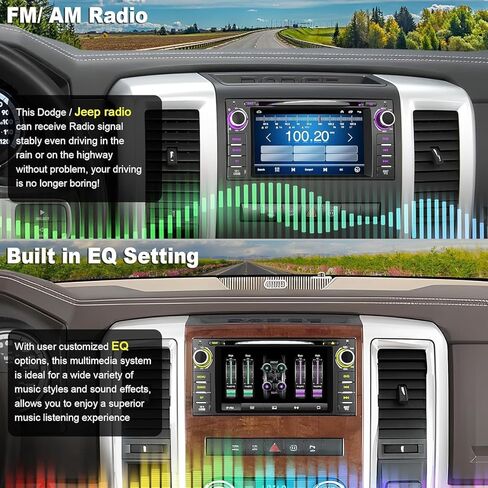 راديو السيارة ستيريو مع مشغل CD/DVD لسيارة Dodge RAM 1500 2500 3500 (2009-2012)، لسيارة Jeep Wrangle/Unlimited (2007-2015)، وحدة رأس 7 بوصة مع CarPlay وAndroid Auto، بلوتوث ونظام تحديد المواقع العالمي للملاحة in Kuwait