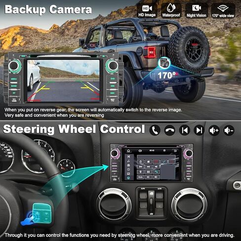 راديو السيارة ستيريو مع مشغل CD/DVD لسيارة Dodge RAM 1500 2500 3500 (2009-2012)، لسيارة Jeep Wrangle/Unlimited (2007-2015)، وحدة رأس 7 بوصة مع CarPlay وAndroid Auto، بلوتوث ونظام تحديد المواقع العالمي للملاحة in Kuwait