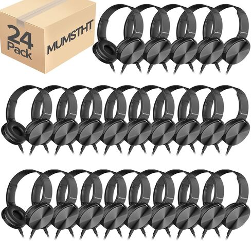 سماعات رأس للأطفال مكونة من 5 حزم، سماعات رأس سلكية متينة للطلاب، سماعات دوارة مريحة على الأذن للمدرسة، المكتبة، تعلم الأطفال عبر الإنترنت، صوت ستيريو عالي الجودة مقبس 3.5 مم (أسود YS004) in Kuwait