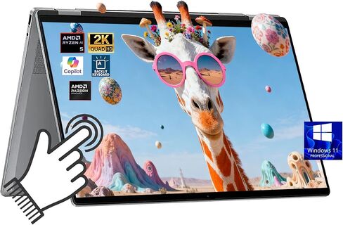 HP OmniBook X Flip 2 in 1 Touchscreen Laptop (Next Gen Envy x360), 16" FHD+ AMD Ryzen AI 5 340 (> Intel i7-1355U), 16GB DDR5 1TB SSD, Win 11 Pro + Office, AI Copilot+ PC W/BWE Accessory in Kuwait