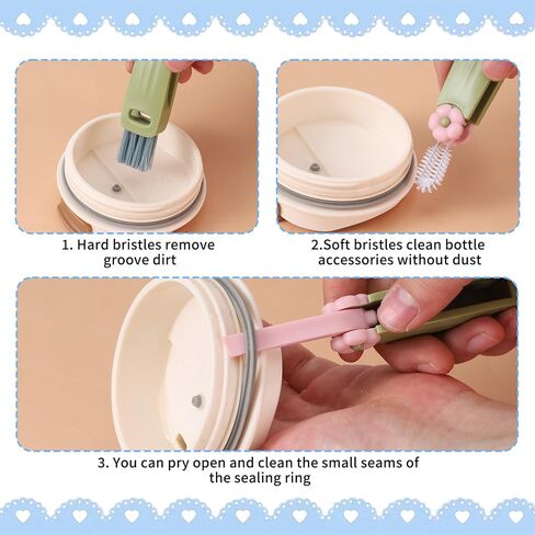 Straw Cleaner Brush Set: 3 Pcs Reusable Pea Long Straw Pipe Cleaner Brushes and 2 Pcs Cup Lid Cleaning Brush for Water Bottles and Tumblers in Saudi Arabia