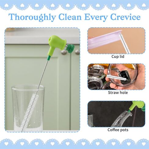 Straw Cleaner Brush Set: 3 Pcs Reusable Pea Long Straw Pipe Cleaner Brushes and 2 Pcs Cup Lid Cleaning Brush for Water Bottles and Tumblers in Saudi Arabia