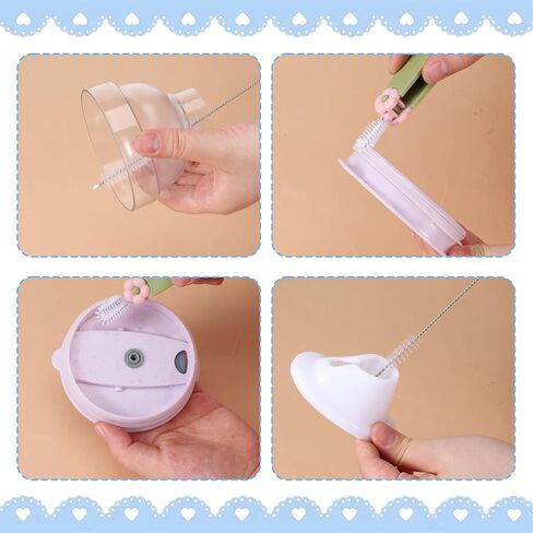 Straw Cleaner Brush Set: 3 Pcs Reusable Pea Long Straw Pipe Cleaner Brushes and 2 Pcs Cup Lid Cleaning Brush for Water Bottles and Tumblers in Saudi Arabia