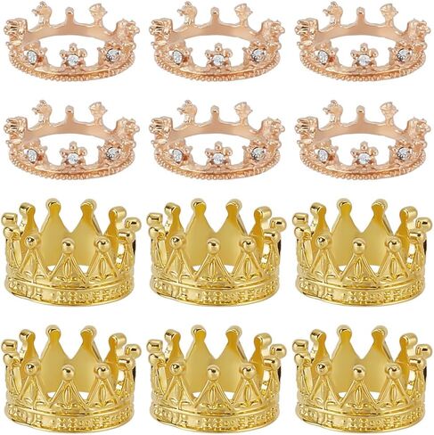 FreeBloss 12 PCS Dollhouse Mini Crown Mini Doll Crown Golden Tiny Miniature Crowns with Stars Princess Cake Topper Dolls Accessories 0.8 * 0.2 '' in Saudi Arabia