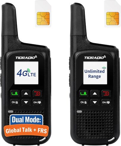TIDRADIO TD-M2 Pro Unlimited Range Rapid Global Walkie Talkies,Dual Mode -4G LTE PoC Radio with SIM Card+FRS Two Way Radio Long Range Global PTT 2-way Radios for Family,Business,Company,Outdoor -2Pack in Saudi Arabia