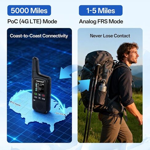 TIDRADIO TD-M2 Pro Unlimited Range Rapid Global Walkie Talkies,Dual Mode -4G LTE PoC Radio with SIM Card+FRS Two Way Radio Long Range Global PTT 2-way Radios for Family,Business,Company,Outdoor -2Pack in Saudi Arabia