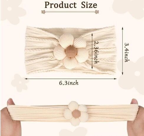 3 Pcs Soft Hairbands Baby Girls Flower Nylon Headband Hair Accessories for Newborn Infant Toddler Kids in Saudi Arabia