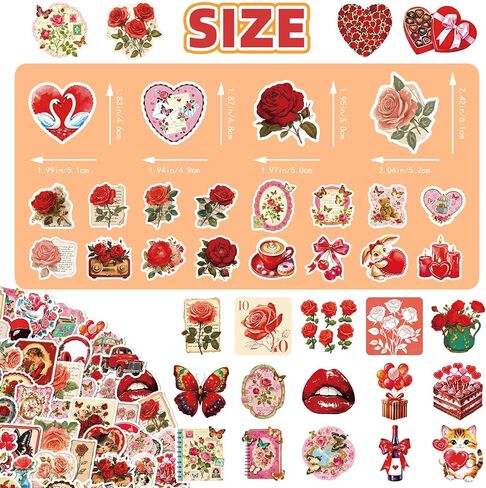 212Pcs Valentine's Day Sticker, Love Stickers,Waterproof Vinyl Valentine Decal for Water Bottles Laptop Scrapbook, Notebook Vision Board Decoration,Pink Heart Decals Romantic Stickers in Kuwait