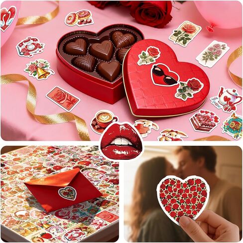 212Pcs Valentine's Day Sticker, Love Stickers,Waterproof Vinyl Valentine Decal for Water Bottles Laptop Scrapbook, Notebook Vision Board Decoration,Pink Heart Decals Romantic Stickers in Kuwait